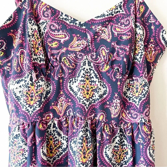 J Crew Purple Paisley Boho Print Slip Dress Size 4 Fall Transition Piece Layers - Picture 7 of 10